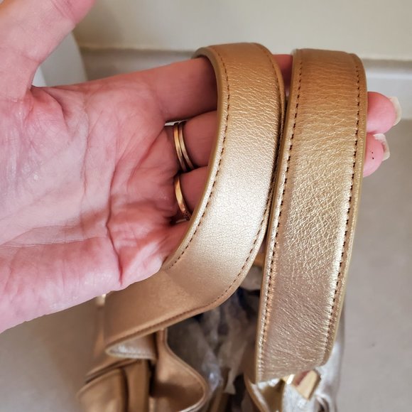 Rare Michael Kors Gold Leather Shoulder Bag Purse - Picture 9 of 13